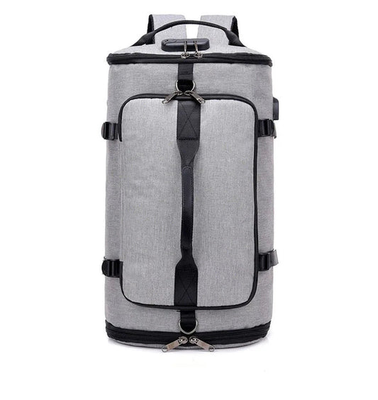 Waterproof nylon anti-theft gym backpack with usb port and shoe compartment - product image
