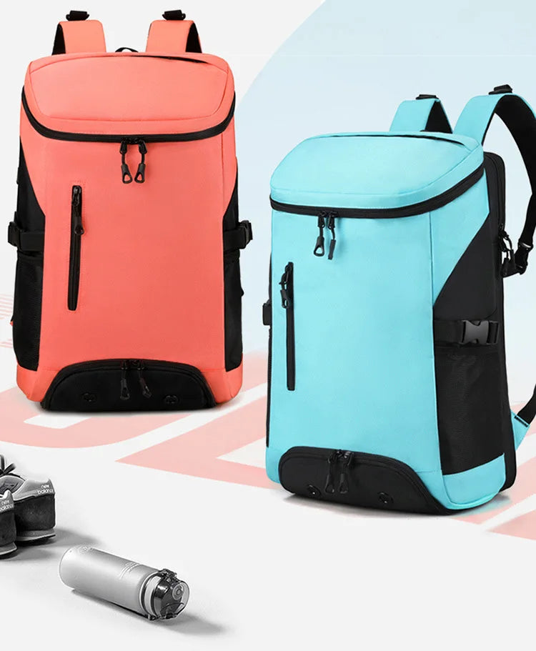 Waterproof nylon fitness sports backpack shoes pocket large capacity multi-compartment - product image