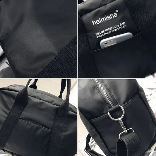 Waterproof nylon gym bag with sturdy handles and detachable shoulder strap - product image
