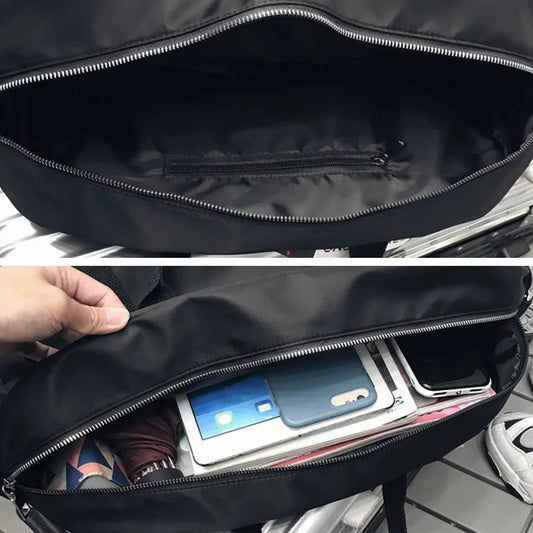 Waterproof nylon gym bag with sturdy handles and detachable shoulder strap - product image