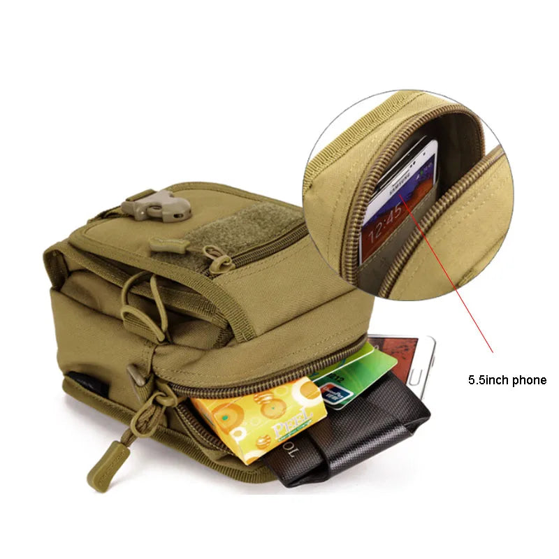 Waterproof nylon molle tactical waist pouch with shoulder strap - product image