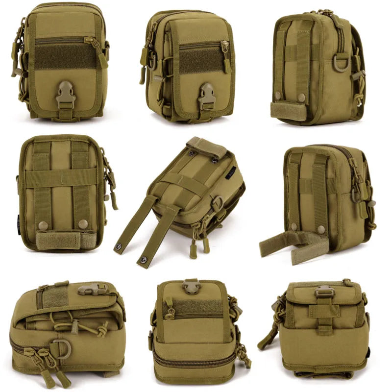 Waterproof nylon molle tactical waist pouch with shoulder strap - product image