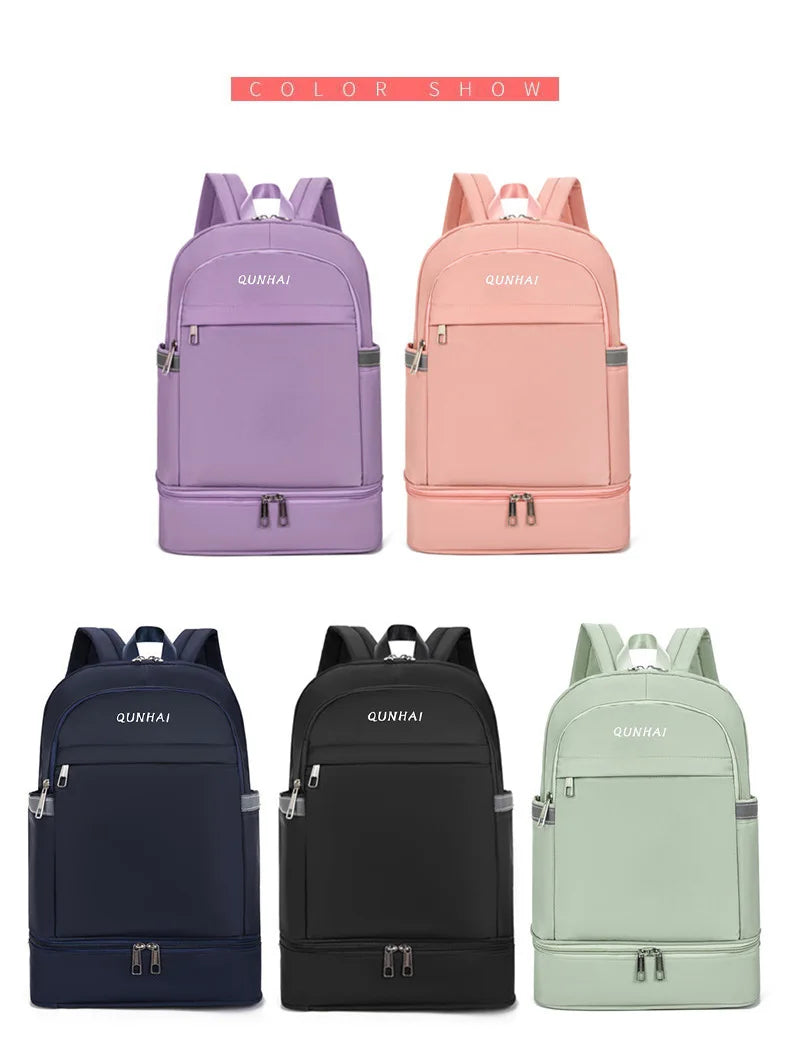 Waterproof oxford nylon gym backpack with shoes pocket and dry wet separation - product image