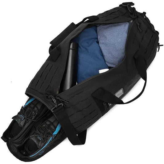 Waterproof tactical gym duffel bag with molle system and shoe compartment - product image