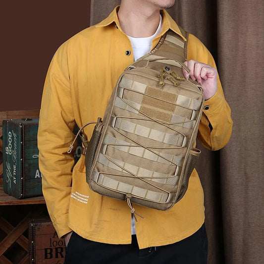 Waterproof tactical sling shoulder bag with molle system for camping hiking - product image