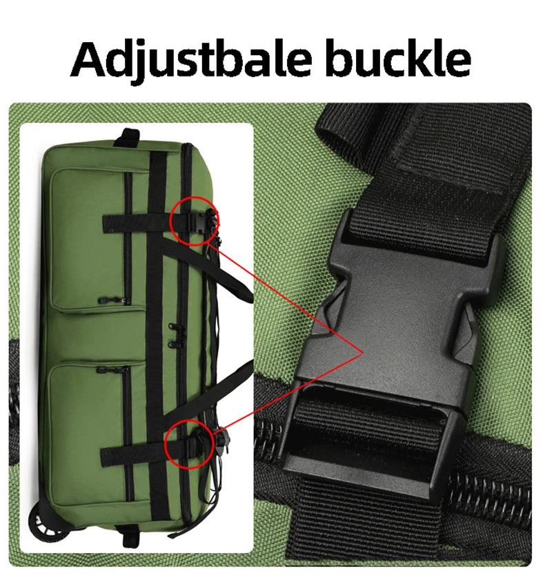 Wheeled nylon duffel bag large capacity rolling multipurpose travel backpack - product image
