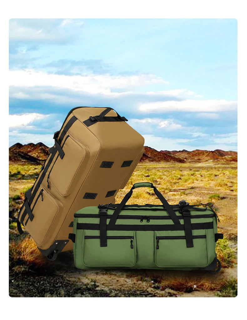 Wheeled nylon duffel bag large capacity rolling multipurpose travel backpack - product image