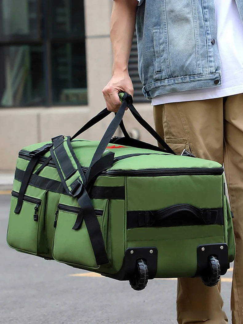 Wheeled nylon duffel bag large capacity rolling multipurpose travel backpack - product image