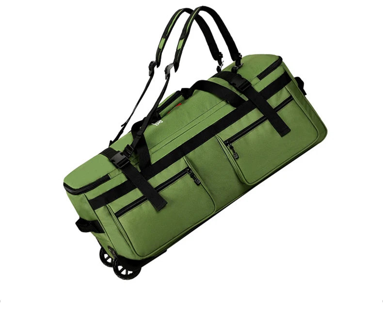 Wheeled nylon duffel bag large capacity rolling multipurpose travel backpack - product image