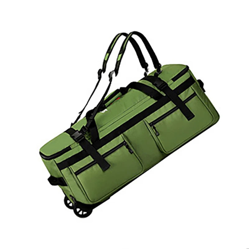 Wheeled nylon duffel bag large capacity rolling multipurpose travel backpack - product image