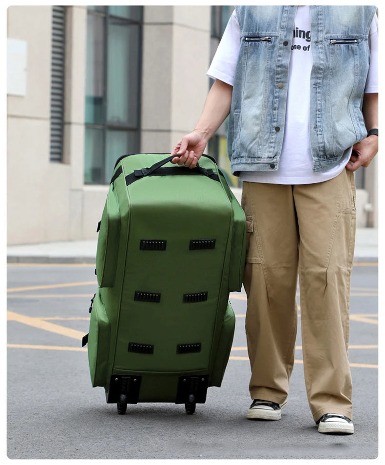 Wheeled nylon duffel bag large capacity rolling multipurpose travel backpack - product image