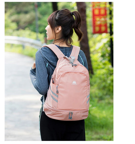 Women’s gym backpack with shoes pocket dry wet separation drawstring nylon - product image